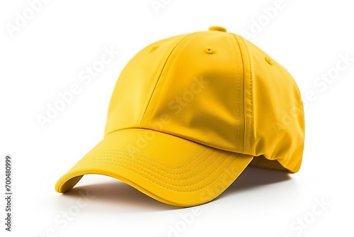 Yellow baseball cap isolated on white background.