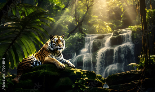 tiger in the forest background. © katobonsai