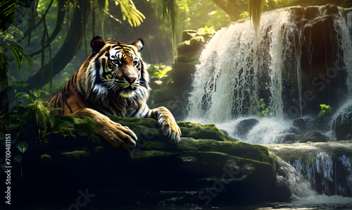 tiger in the forest background. © katobonsai