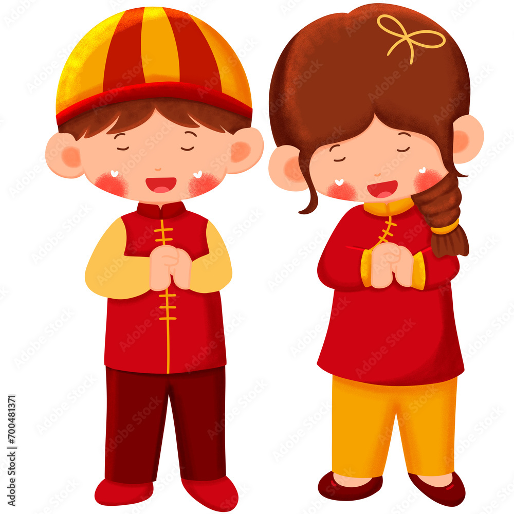 watercolor illustration of a man and woman couple on chinese new year's day watercolor illustration of a man and woman couple on chinese new year's day