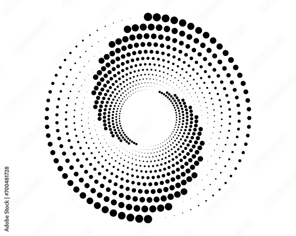 Abstract Spiral dotted background with black colour. vector illustration