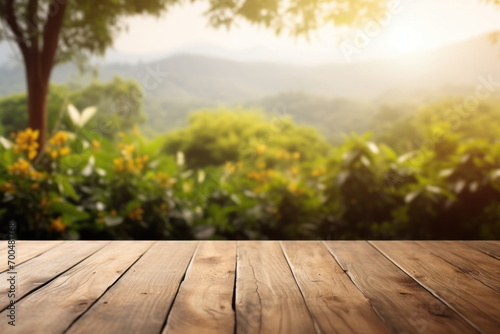 Wooden floor with natural background  for product background