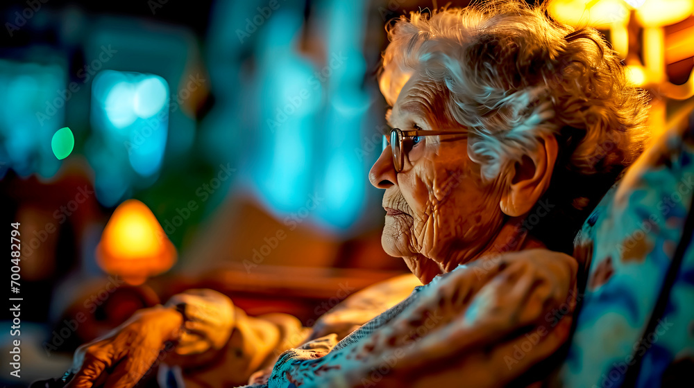 Profile portrait of an elderly woman