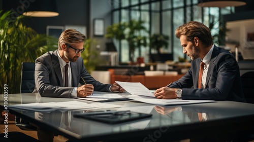 Two person team with paperwork image wallpaper