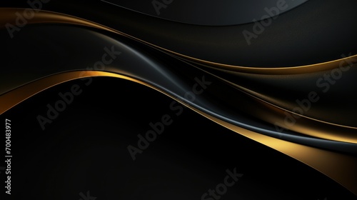 High-end abstract presentation featuring lustrous undulating gold lines on a black canvas, abstract black and gold wavy background