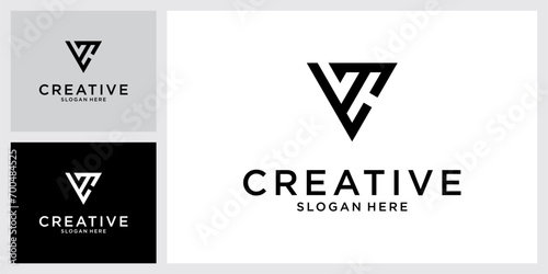 VC or CV initial letter logo design concept.