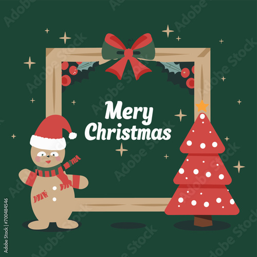 2d vector illustration colorful Christmas items frame and decoration with gifts accessories