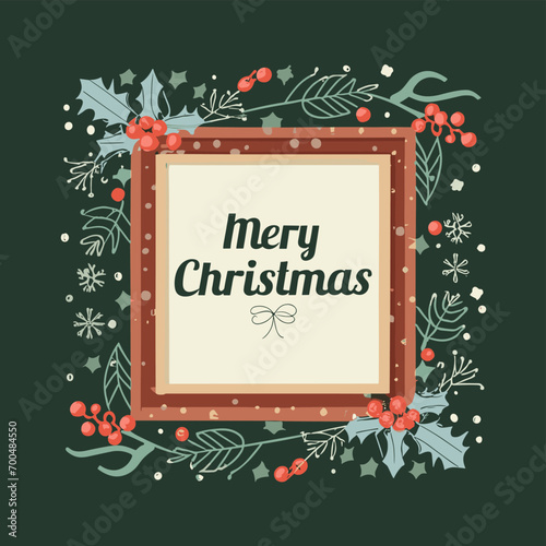 2d vector illustration colorful Christmas items frame and decoration with gifts accessories