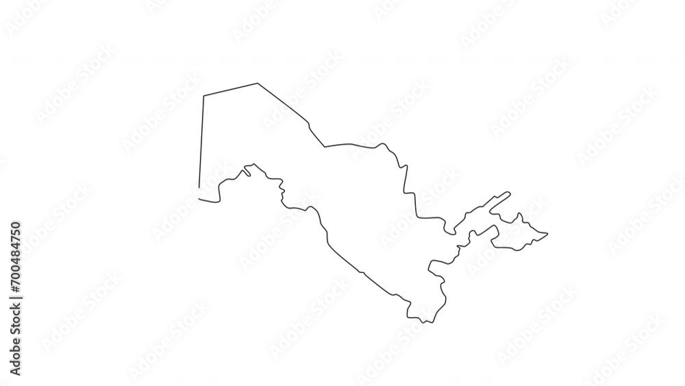 Uzbekistan country map sketch icon animation Uzbekistan country map sketch icon animation