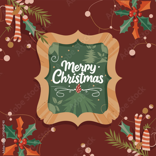 2d vector illustration colorful Christmas items frame and decoration with gifts accessories