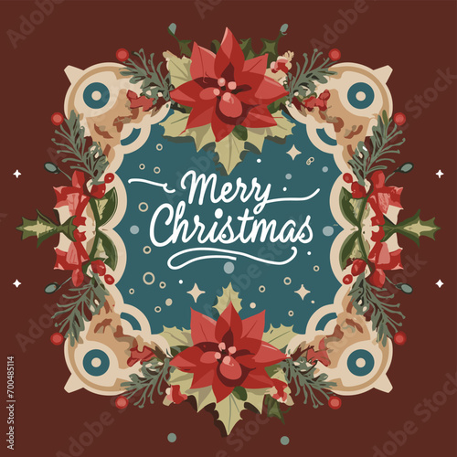2d vector illustration colorful Christmas items frame and decoration with gifts accessories