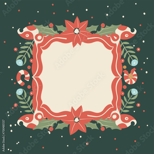2d vector illustration colorful Christmas items frame and decoration with gifts accessories