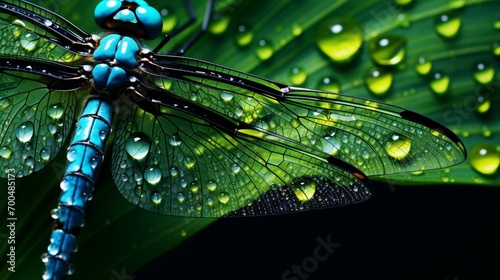 dragonfly on leaf photo