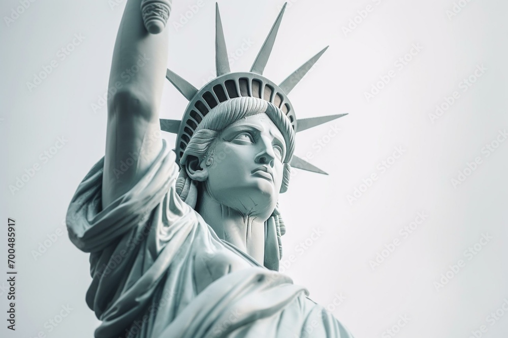 White background, Statue of Liberty, New York City, USA. Generative AI - obrazy, fototapety, plakaty 