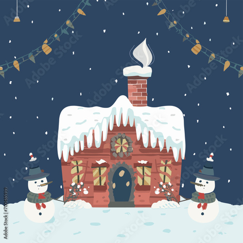 2d vector illustration colorful Christmas items frame and decoration with gifts accessories