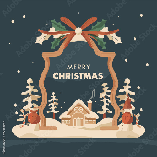 2d vector illustration colorful Christmas items frame and decoration with gifts accessories
