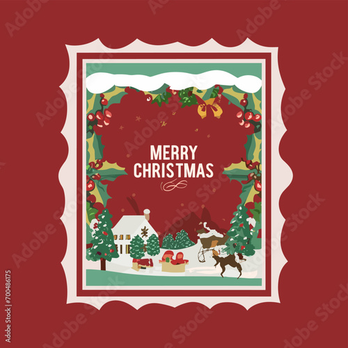 2d vector illustration colorful Christmas items frame and decoration with gifts accessories