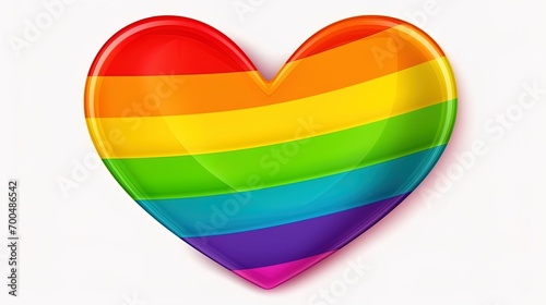 Symbol of LGBT Love rainbow heart shape on white background. Gay pride rainbow symbolic in heart shapes.