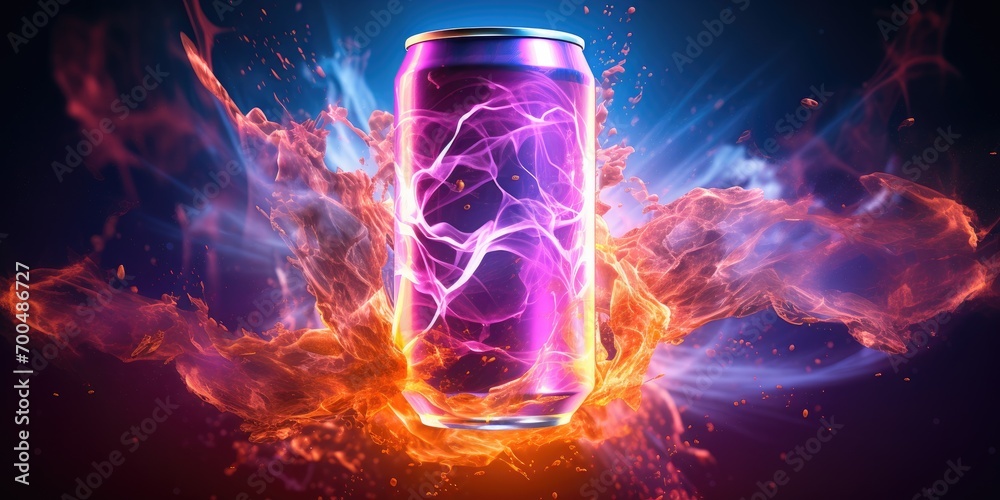 Dangerous energy drink, beverage that are considered a source of energy, especially a soft drink containing a high percentage of sugar and caffeine or other stimulant - obrazy, fototapety, plakaty 