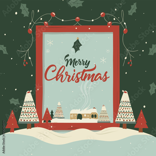 2d vector illustration colorful Christmas items frame and decoration with gifts accessories