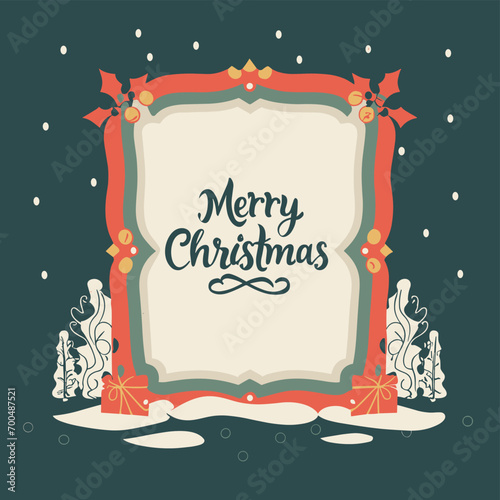 2d vector illustration colorful Christmas items frame and decoration with gifts accessories