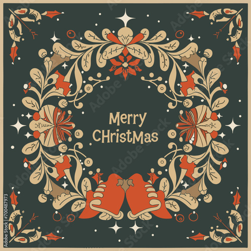 2d vector illustration colorful Christmas items frame and decoration with gifts accessories
