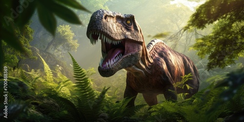 Fototapeta Naklejka Na Ścianę i Meble -  Prehistoric, mystic dinosaur in the nature, animal and wildlife concept