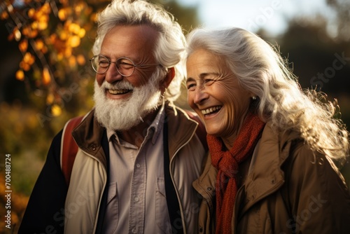 Senior couple enjoying park, active seniors lifestyle images