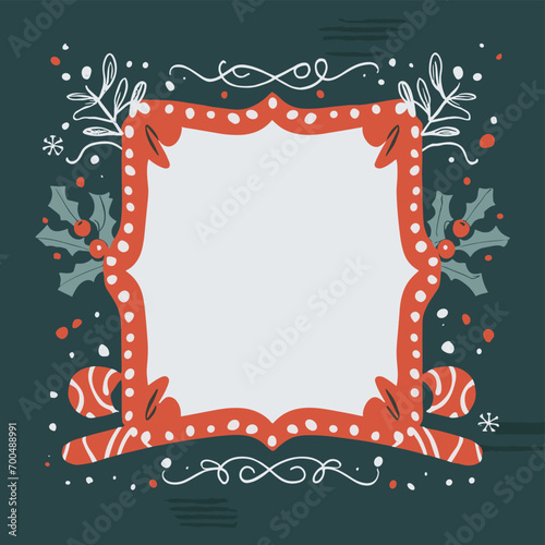 2d vector illustration colorful Christmas items frame and decoration with gifts accessories