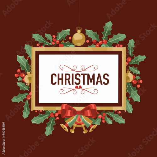 2d vector illustration colorful Christmas items frame and decoration with gifts accessories