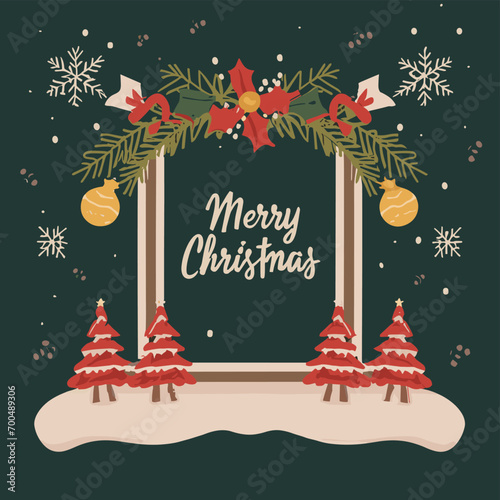 2d vector illustration colorful Christmas items frame and decoration with gifts accessories