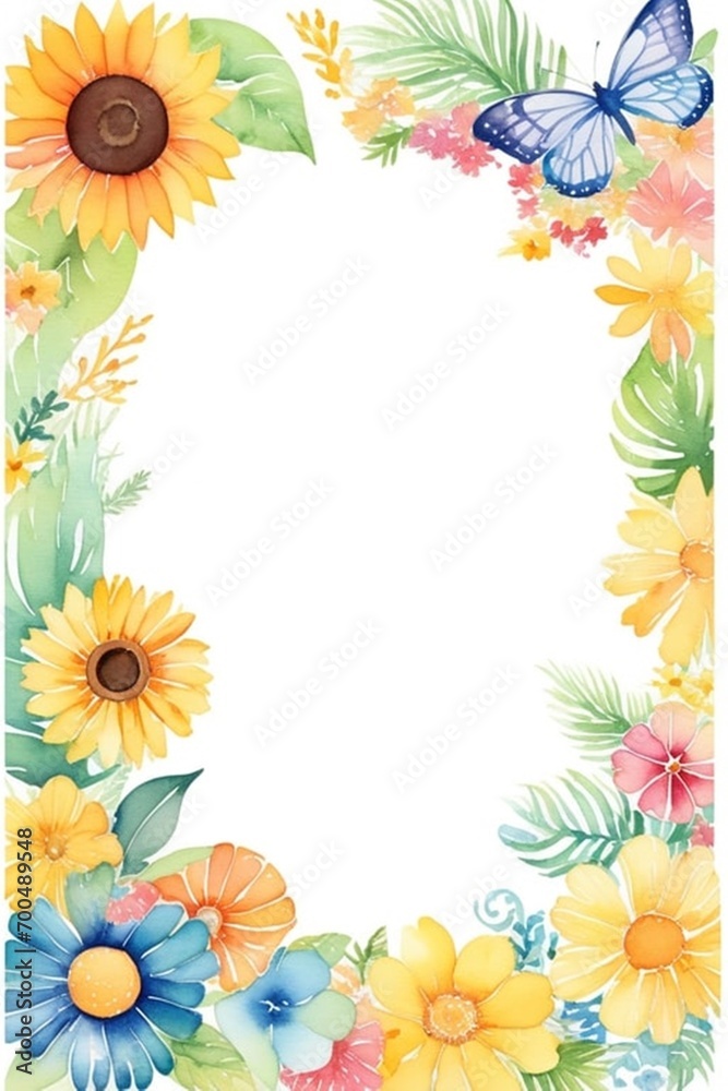 frame of flowers and butterflies frame of flowers and butterflies