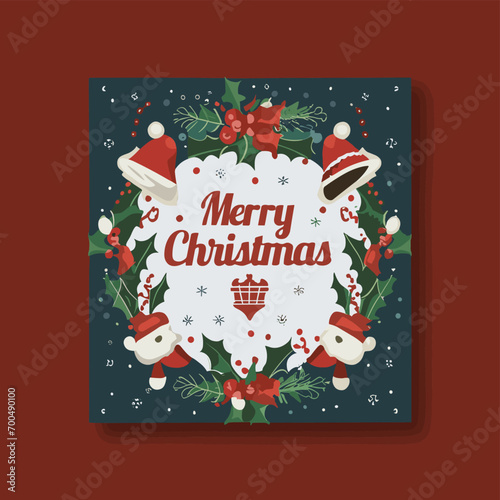 2d vector illustration colorful Christmas items frame and decoration with gifts accessories