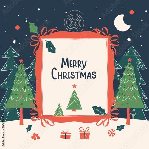 2d vector illustration colorful Christmas items frame and decoration with gifts accessories