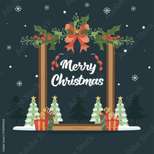 2d vector illustration colorful Christmas items frame and decoration with gifts accessories