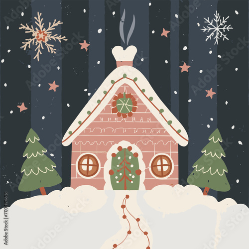 2d vector illustration colorful Christmas items frame and decoration with gifts accessories