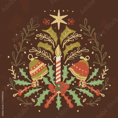 2d vector illustration colorful Christmas items frame and decoration with gifts accessories