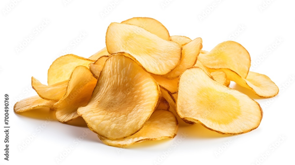 Natural potato chips isolated on transparent or white background 