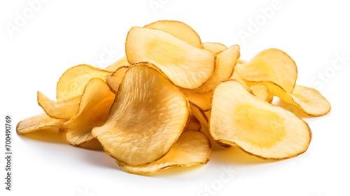 Natural potato chips isolated on transparent or white background 