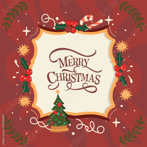 2d vector illustration colorful Christmas items frame and decoration with gifts accessories