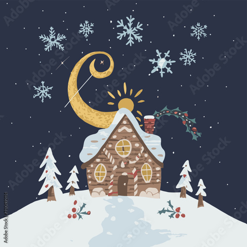 2d vector illustration colorful Christmas items frame and decoration with gifts accessories