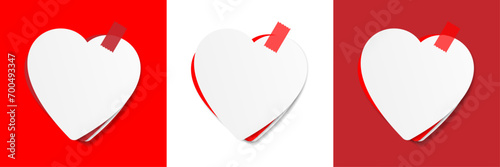  Several heart-shaped memo sheets held by an adhesive tape