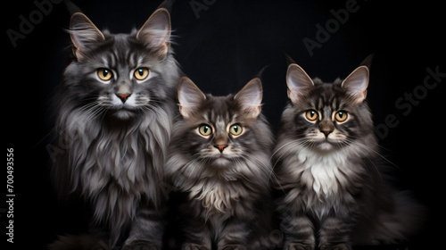 Family portrait of a serbian purebred cat