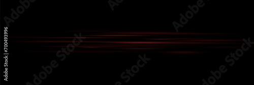 Set of dynamic lines, laser beams, neon light rays with glitter and dust on a black background. vector illustration
