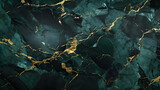 Marble luxury abstract background pattern with gold, black and green colors.