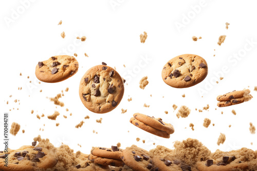 Crumbs in Flight Ethereal Cookie Scene isolated on transparent background photo