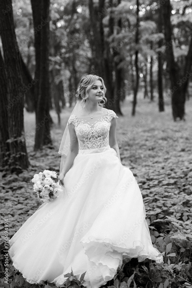 young girl bride in a white dress in a spring forest young girl bride in a white dress in a spring forest