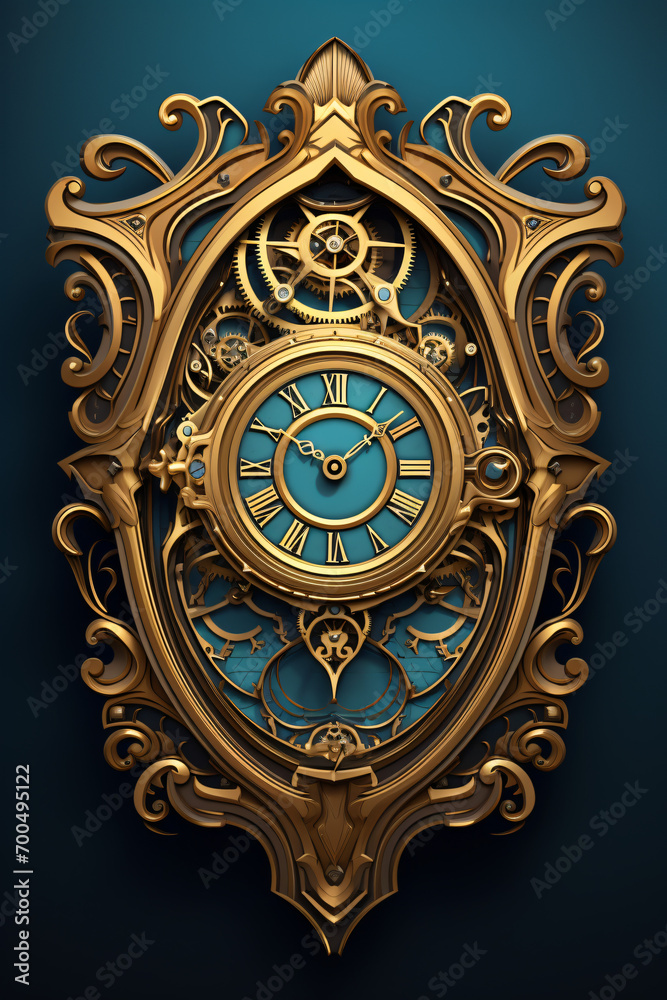 A stylized clock, Generative Ai A stylized clock, Generative Ai