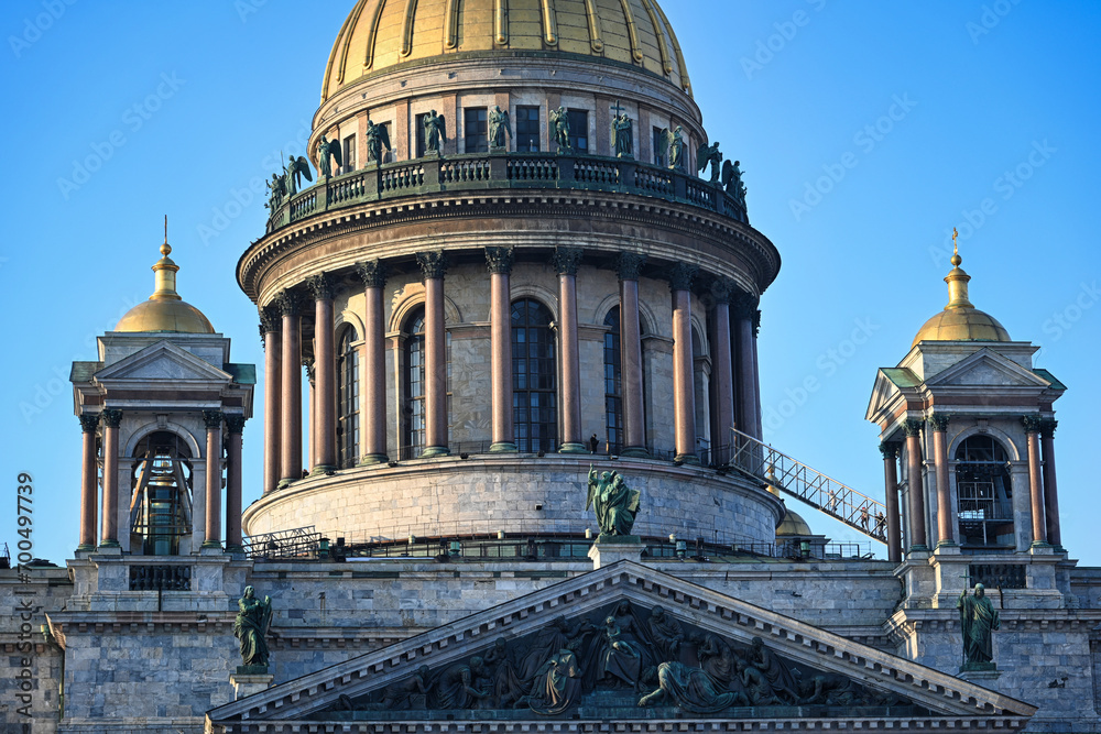 Massive dome of St. Isaac Cathedral in Saint Petersburg