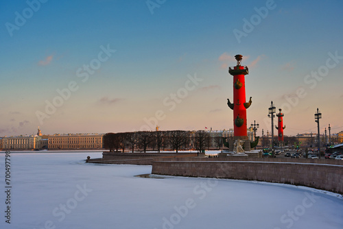 Winter evening on the Spit of Vasilyevsky Island photo
